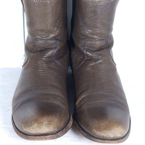 Frye Women's Melissa US8B Brown Leather Back Zip Button Ankle Booties Boots - Picture 4 of 16